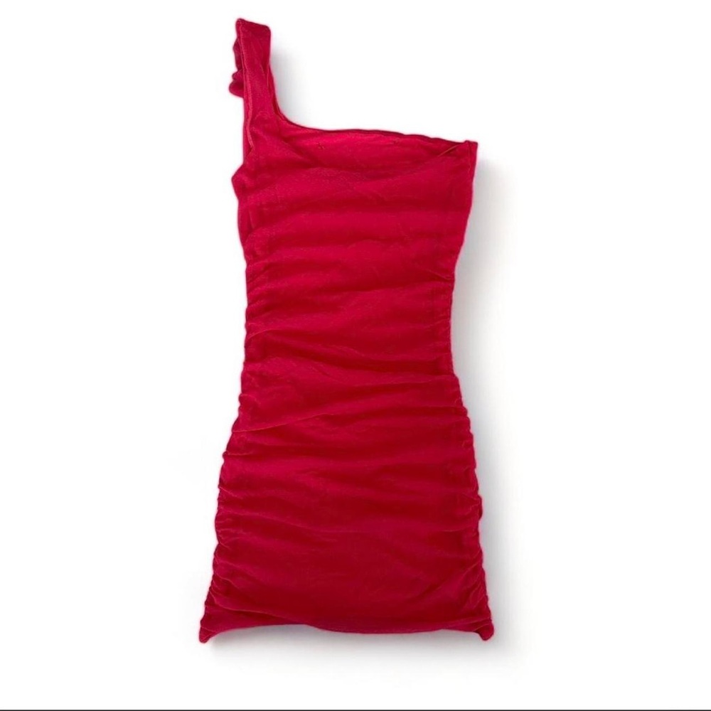 Asymmetrical Ruched Mini Dress - Picture 2 of 4